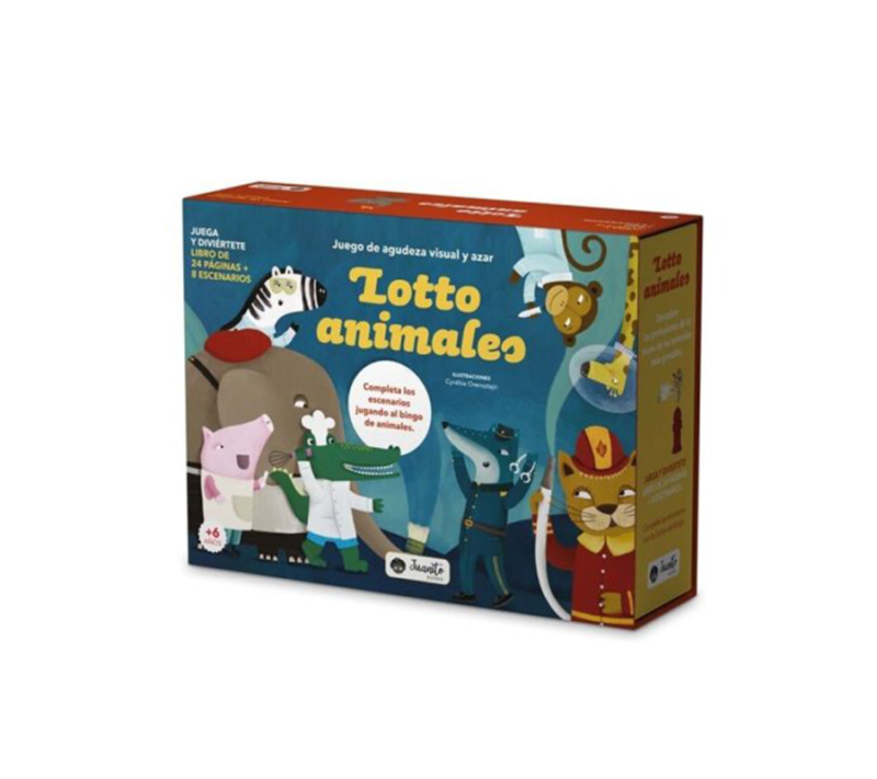 3 LOTTO ANIMALES. JUEGO DE AGUDEZA VISUAL Y AZAR + LIBRO JUANITO BOOKS