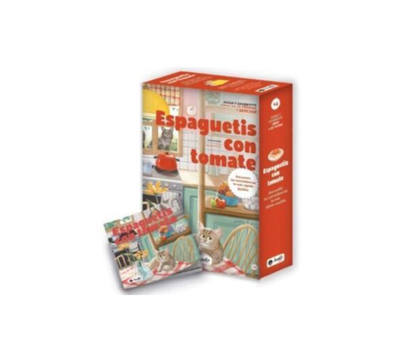 4 ESPAGUETIS CON TOMATE. JUEGO DE AGUDEZA VISUAL + LIBRO JUANITO BOOKS
