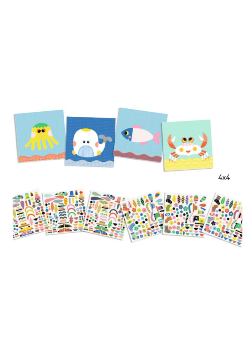 CREAR CON PEGATINAS ANIMALES MARINOS DJECO